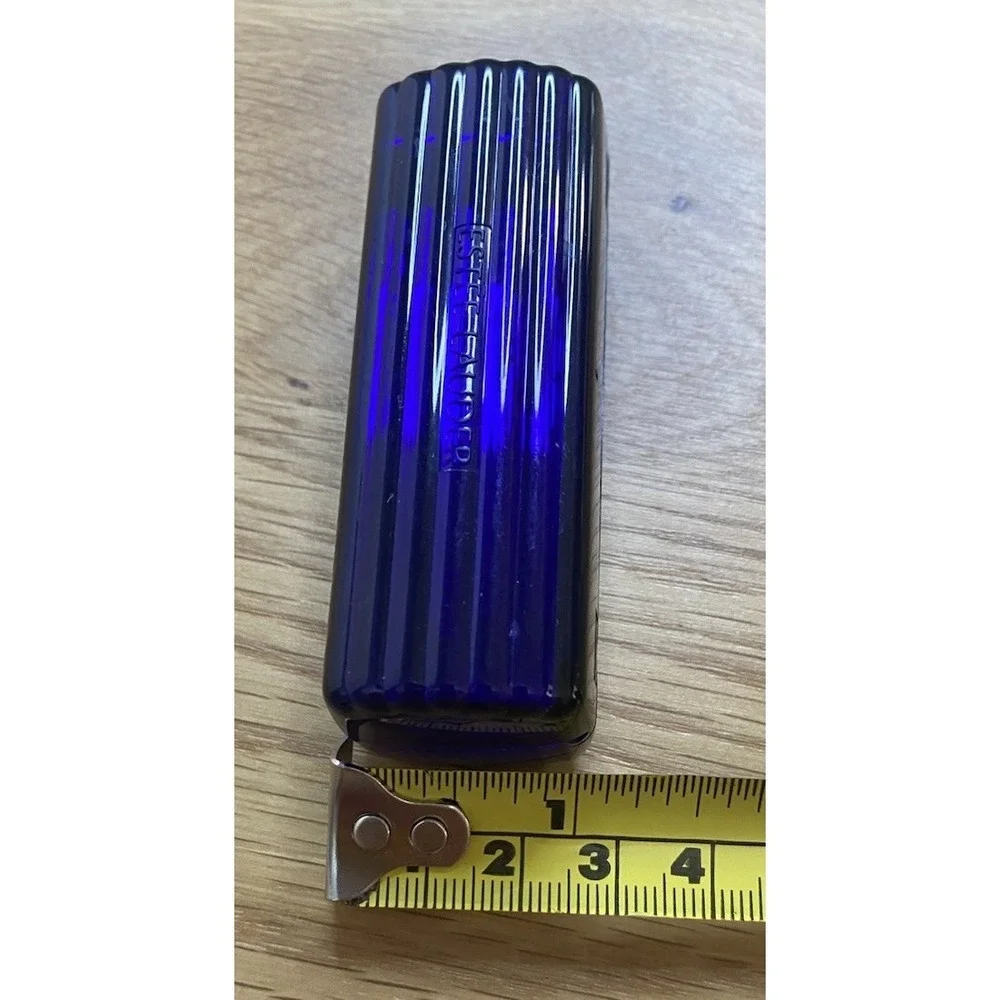 Vintage Estee Lauder Cobalt Blue Full Lipstick Case Mirror Iconic Ribbed‎ Sleek